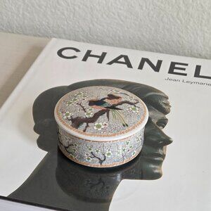 Vintage Japanese Satsuki Porcelain Trinket Round Box